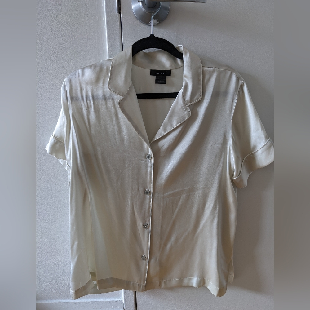 Natori Ivory Silk Pajama Top